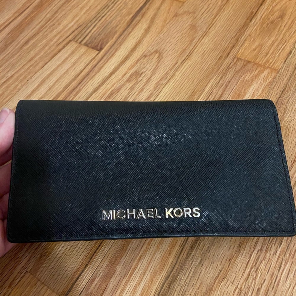 Michael Kors Trifold Wallet Black Leather